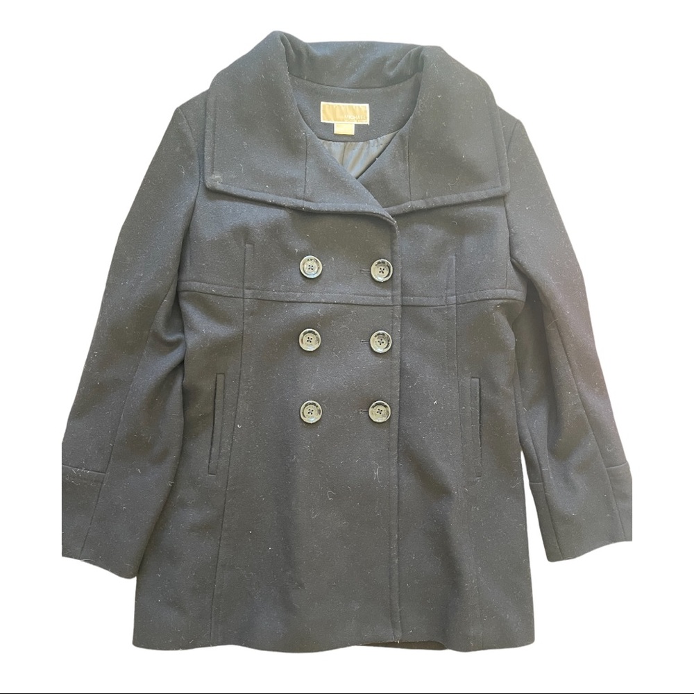 Michael Kors Women’s Black Heavy Trench Coat with Buttons and Pockets Size 14